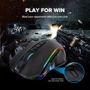 Mouse Gamer Redragon Ranger M910-K cableado - RGB, 8000 DPI ajustable, 9 botones macro programables y botón de fuego, software compatible con teclas DIY