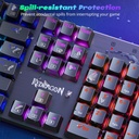 Redragon Teclado mecánico para juegos con cable, 11 modos retroiluminados programables, interruptor rojo (SINDRI)