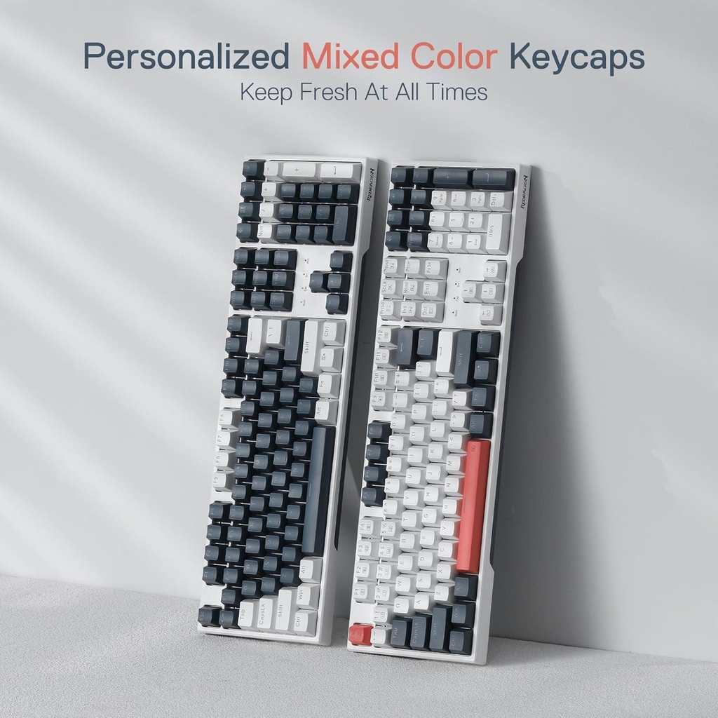 Redragon Teclado para juegos K668 RGB, teclado mecánico con cable de 108 teclas con 4 teclas de acceso rápido adicionales, espumas absorbentes de sonido, enchufe intercambiable en caliente mejorado, 2