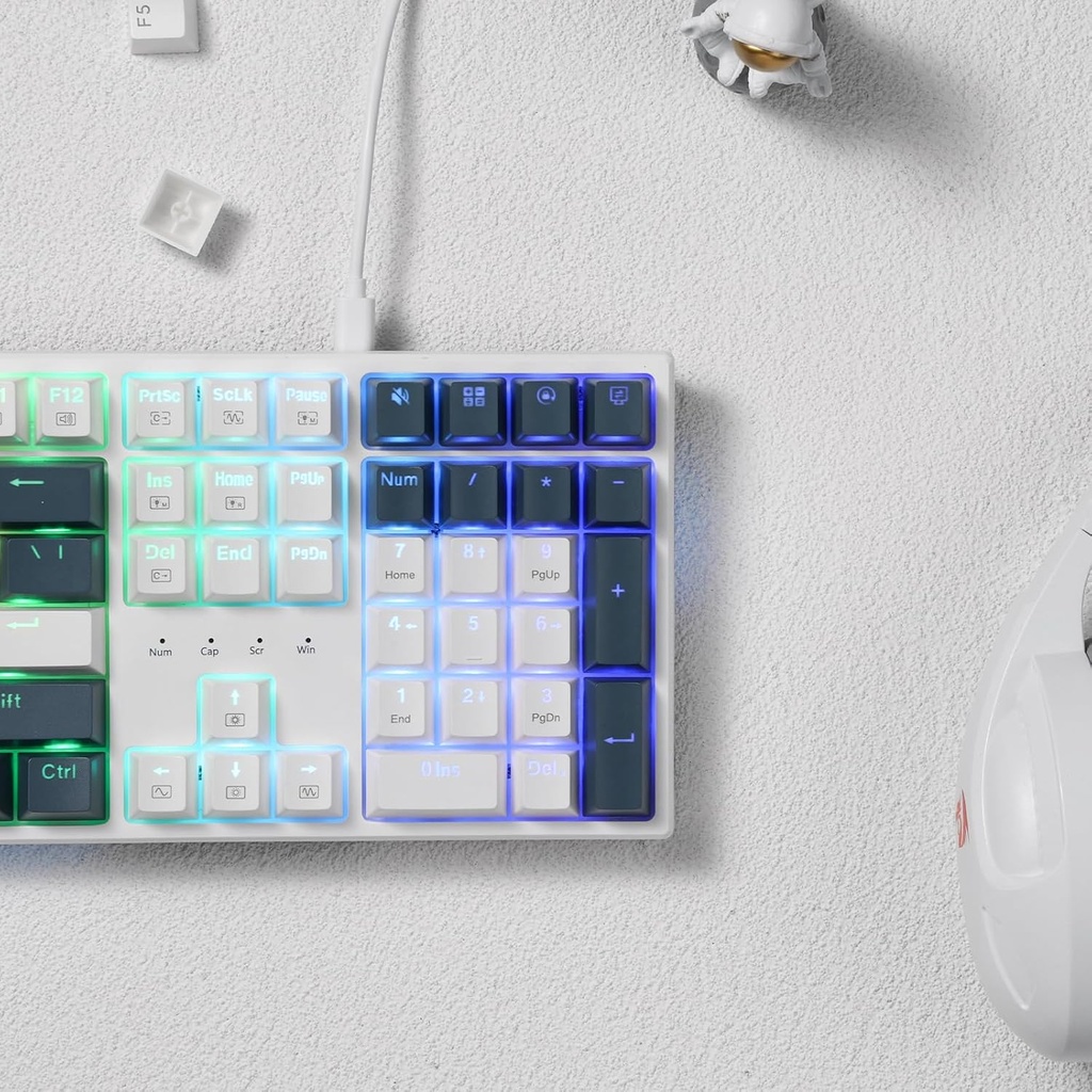Redragon Teclado para juegos K668 RGB, teclado mecánico con cable de 108 teclas con 4 teclas de acceso rápido adicionales, espumas absorbentes de sonido, enchufe intercambiable en caliente mejorado, 2