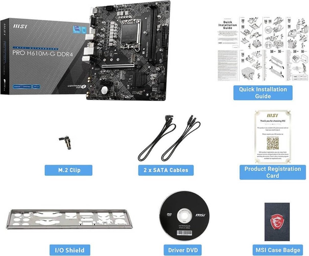 Tarjeta Madre MSI PRO H610M-G DDR4 LGA 1700 Intel H610 SATA 6Gb/s Micro ATX Intel Motherboard