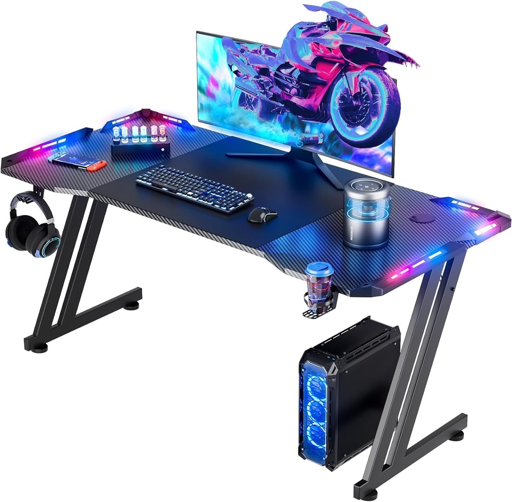 Escritorio Gamer Con Iluminacion LED RGB - Ergonómico 47Pulgadas