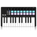 M-VAVE Controlador de teclado MIDI USB de 25 teclas con 8 almohadillas retroiluminadas, teclado dinámico profesional semiponderado Bluetooth, 8 perillas y producción de música, software incluido