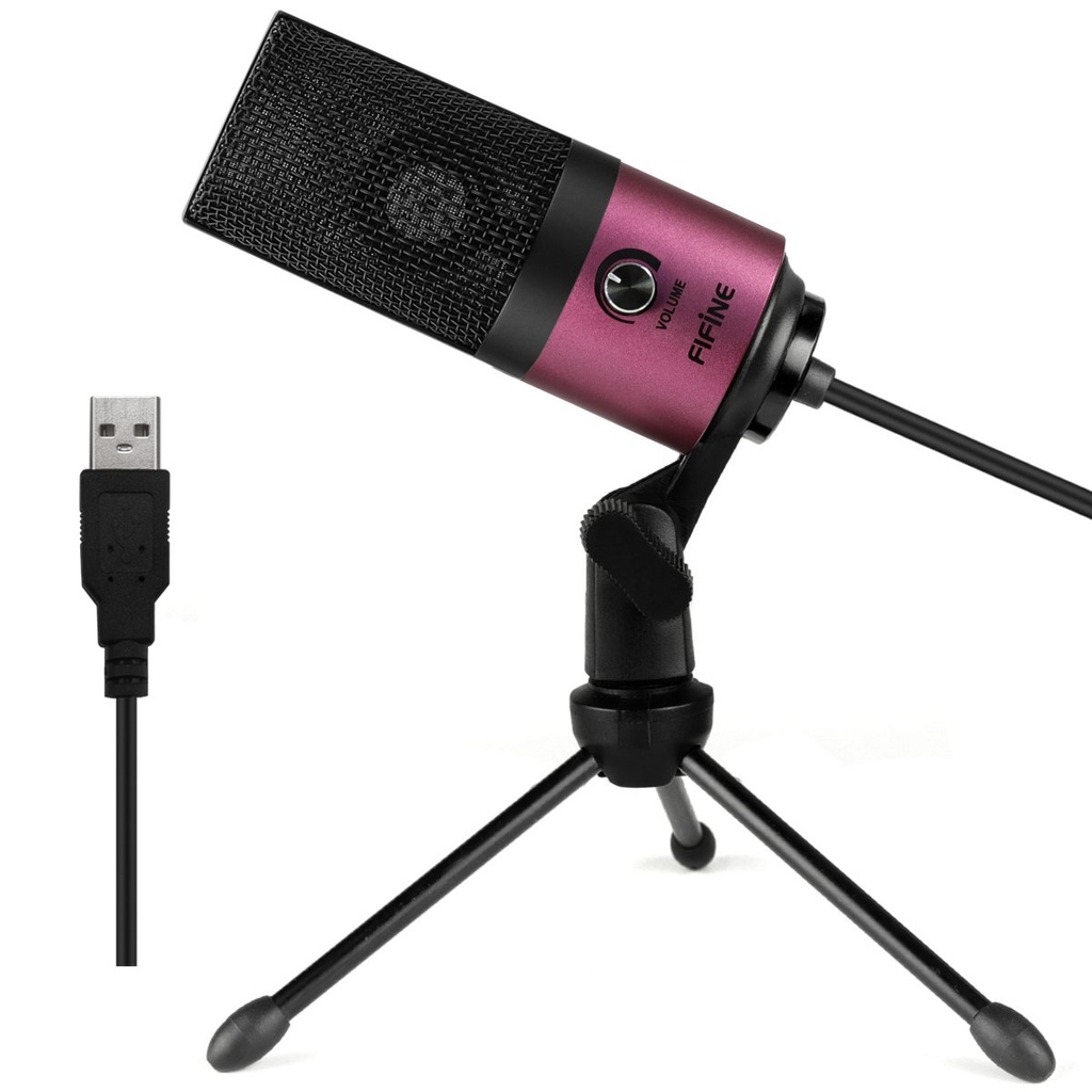 Microfono USB De Condensador FIFINE K669 - Cardioide Para PC, PS4, Mac - Para Streaming - Podcast - Twitch. (Pink)