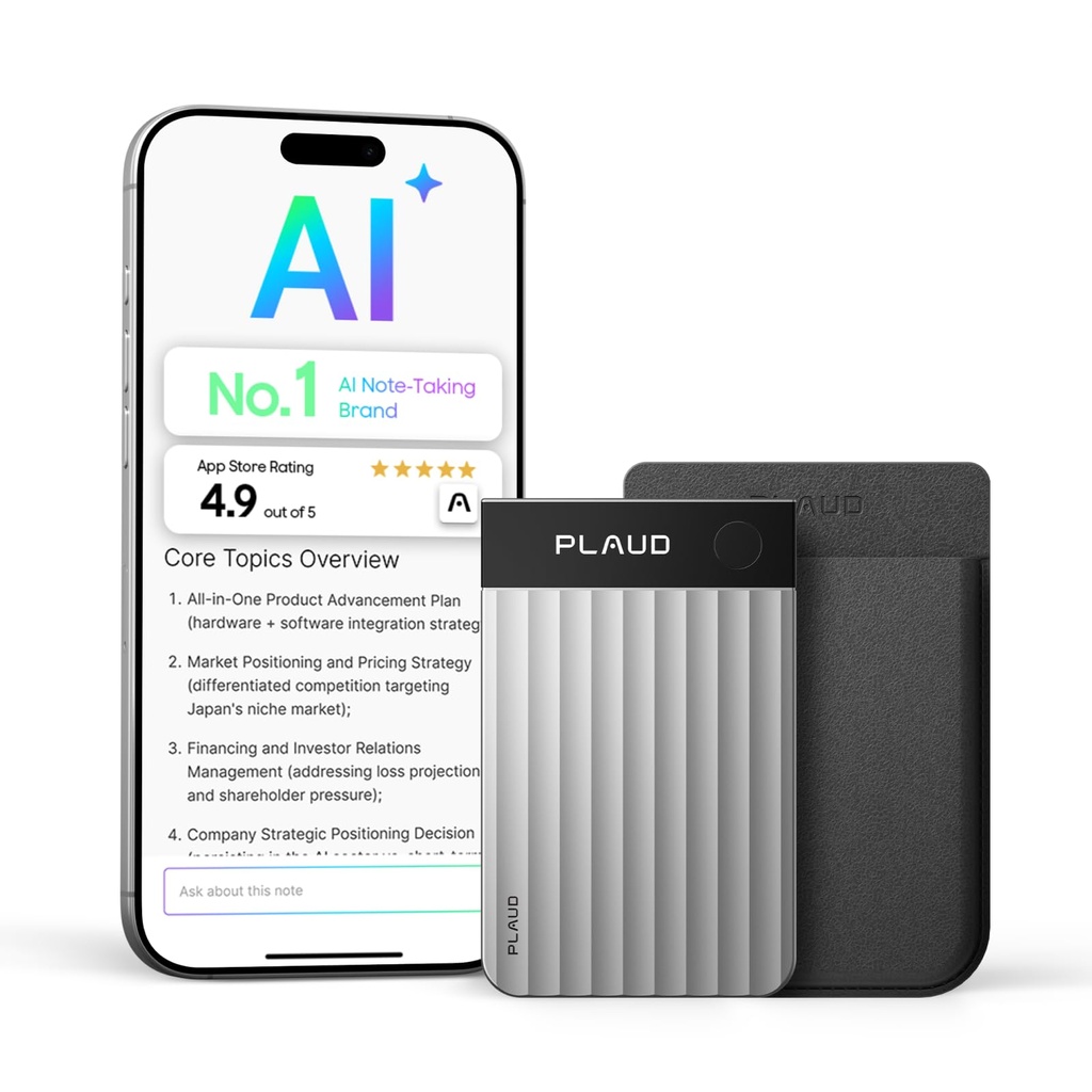 Plaud Grabadora de voz Note Pro AI, transcribe y resume con IA, control de aplicaciones, tomador de notas para reuniones y llamadas, admite 112 idiomas, ultra delgado con pantalla InstantView, estuche 
