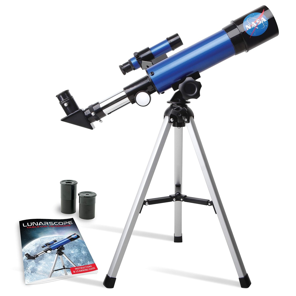 Telescopio para niños de 1.969 in, 100 aumentos, telescopio para principiantes con trípode, 2 oculares y alcance de búsqueda, regalo educativo STEM para niños y niñas de 6 a 12 años, telescopio portátil para niños para astronomía 