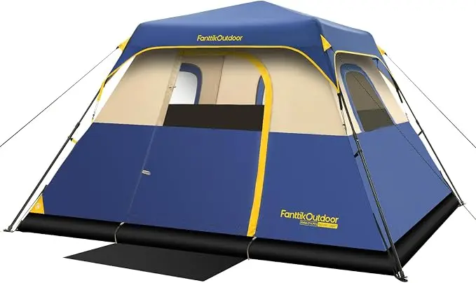 FanttikOutdoor Tienda de campaña para 4/6/8/10 personas, instalación instantánea en 60 segundos con lluvia y resistente al viento, portátil, con bolsa de transporte para camping familiar y senderismo, ventilación mejorada, azul marino 
