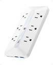 Anker Cargador de pared, protector de sobretensiones 300J, extensor de toma de corriente 10 en 1, 6 AC, 2 puertos USB A, 2 puertos USB C, tomas de corriente amplia y carga rápida de 20 W, estación de