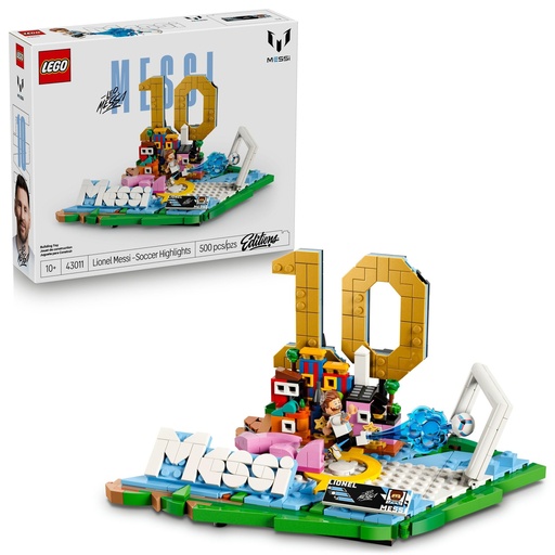 [PR-00086] LEGO Editions Lionel Messi Soccer Highlights  Building Set for Boys & Girls, Ages 10+ - Collectible Soccer Gift with Plaque Kids Bedroom or Shelf Decor - 43011