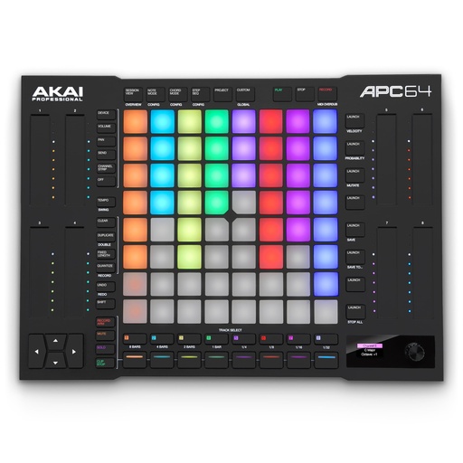 [PR-00260] Akai Professional Controlador MIDI APC64 Ableton con 8 tiras táctiles, secuenciador de pasos, 64 almohadillas sensibles a la velocidad RGB, puertas CV, entrada y salida MIDI, USB-C 