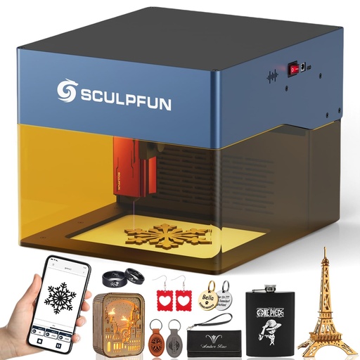 [PR-00390] SCULPFUN iCube Pro 5000mW Grabador láser, cortador de clase 4 con filtro de humo